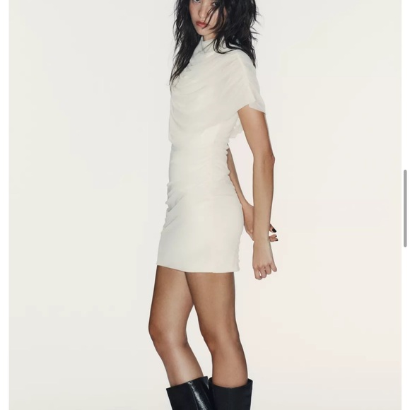 Zara NWT short dress with combination cape white 4772/232 - Picture 9 of 13